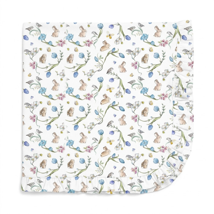 Двошарова дитяча ковдра з рюшей BL002  BLOSSOM BLUE