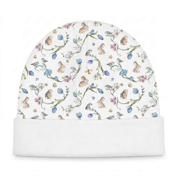 Дитяча шапочка з відворотом H004  BLOSSOM BLUE