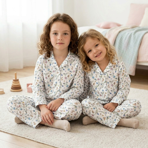 Детская пижама в английском стиле из органического хлопка Pima PJ022 BLOSSOM BLUE