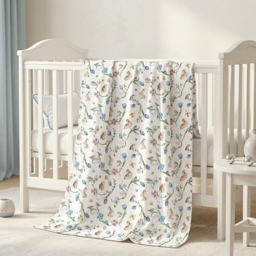 Двухслойное одеяльце-пеленка для малышей BL001  BLOSSOM BLUE