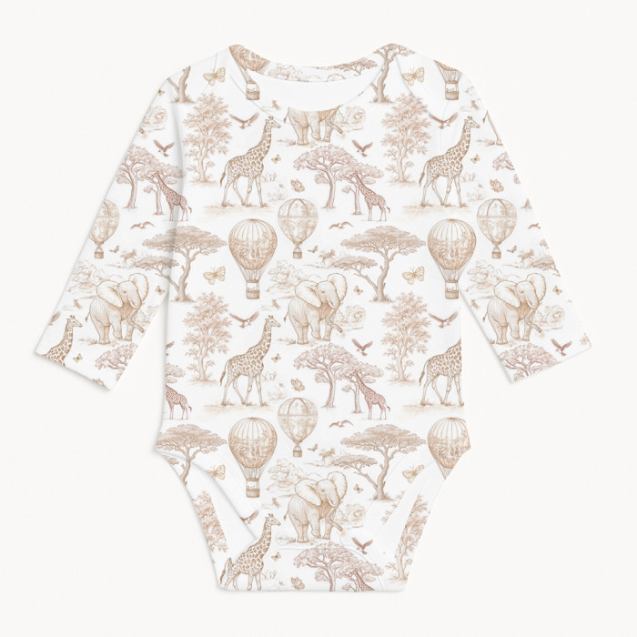 Боди с длинным рукавом  для малышей BLS001  Sand Toile Africa