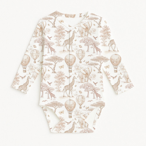 Боді Передня застібка з довгим рукавом для немовлят BLS005  Sand Toile Africa