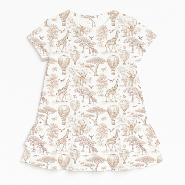 Сукня  з коротким рукавом і оборкою з бавовни Supima DR002 Sand Toile Africa
