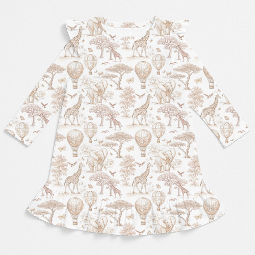 Очаровательное платье для сна с рюшами и длинным рукавом DR010 Sand Toile Africa