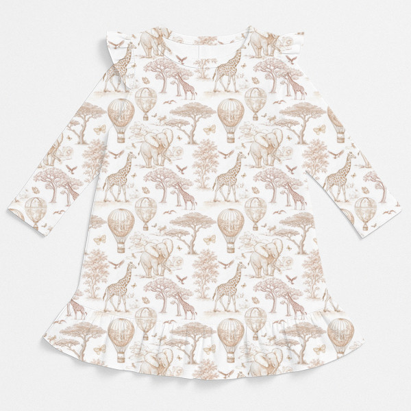 Чарівна нічна сукня з рюшами та довгим рукавом з бавовни Supima DR010 Sand Toile Africa