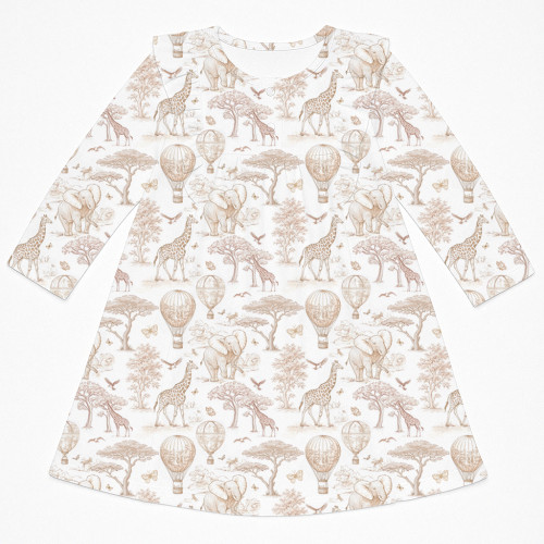 Очаровательное платье для сна с рюшами и длинным рукавом – DR016 Sand Toile Africa