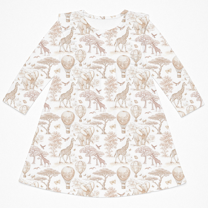 Очаровательное платье для сна с рюшами и длинным рукавом – DR016 Sand Toile Africa