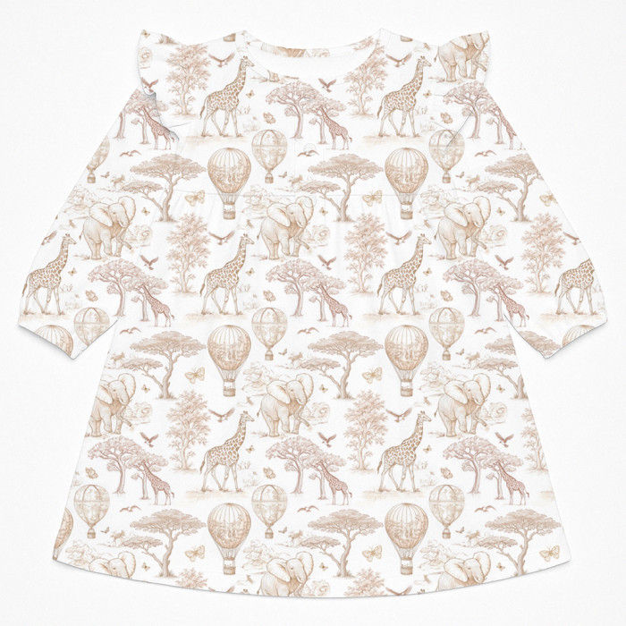 Очаровательное платье для сна с рюшами и длинным рукавом – DR017 Sand Toile Africa