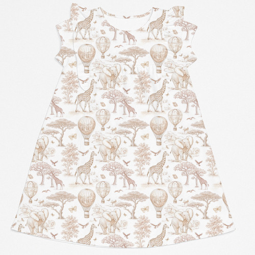 Платье с коротким рукавом и оборкой из хлопка Supima DR018 Sand Toile Africa