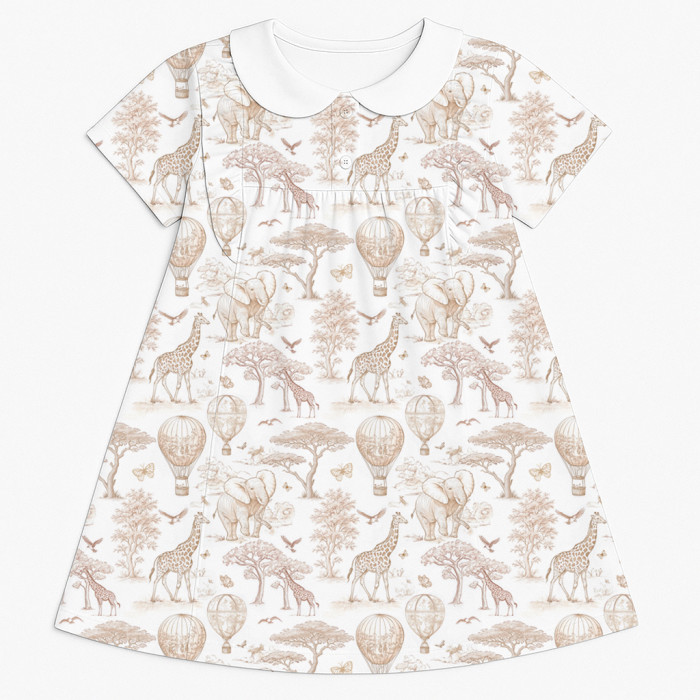 Сукня  з коротким рукавом і оборкою i комірцем з бавовни Supima DR018CL Sand Toile Africa