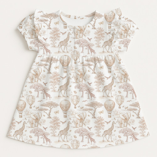 Платье с коротким рукавом и оборкой из хлопка Supima DR019 Sand Toile Africa