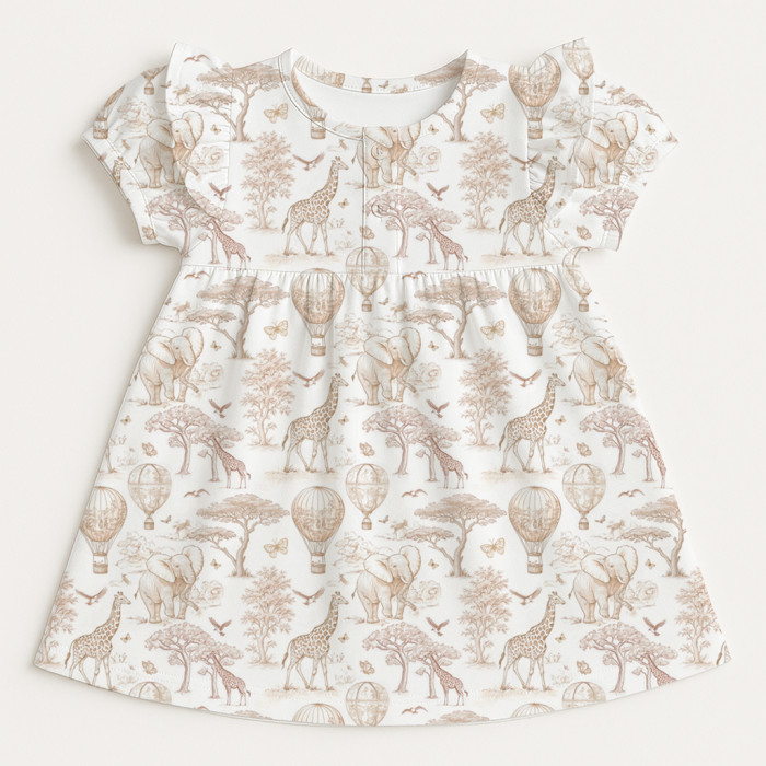 Платье с коротким рукавом и оборкой из хлопка Supima DR019 Sand Toile Africa