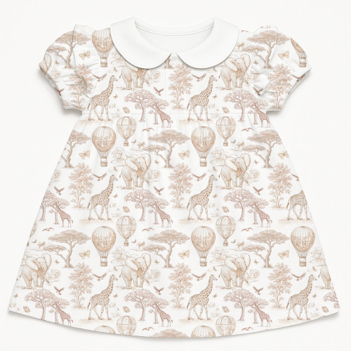 Платье с коротким рукавом и оборкой из хлопка Supima DR019CL Sand Toile Africa