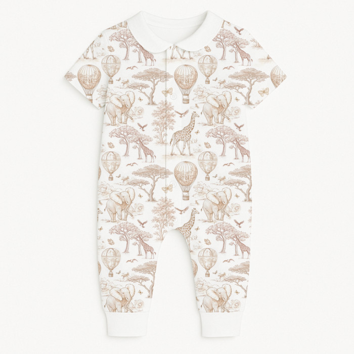 Ромпер з коротким рукавом i комірцем K061CL Sand Toile Africa