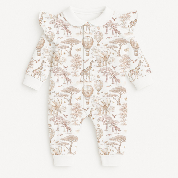 Ромпер з довгим рукавом з комiрцем i рюшками  K070CL Sand Toile Africa