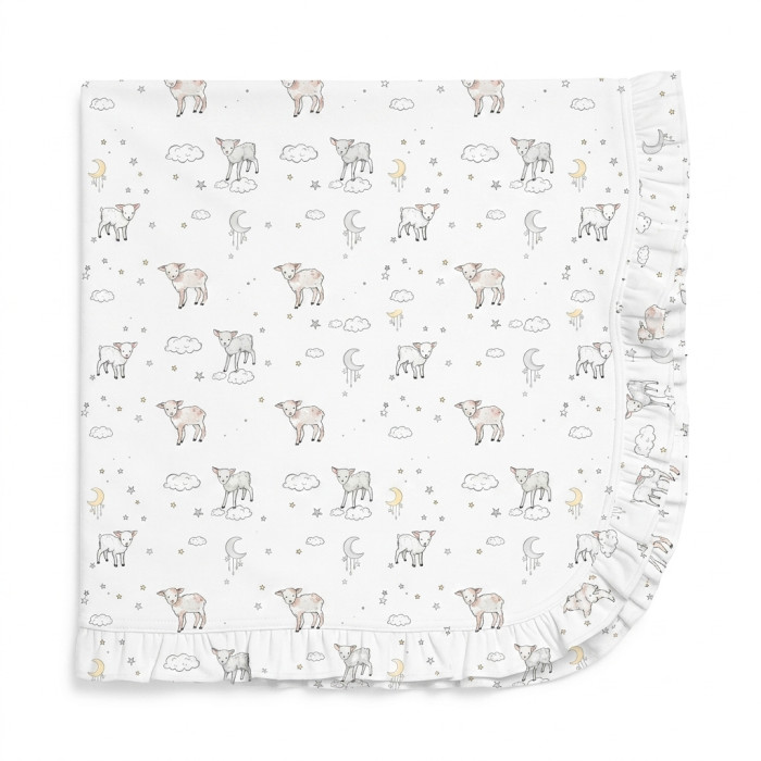 Двошарова дитяча ковдра з рюшей BL002  LITTLE LAMB