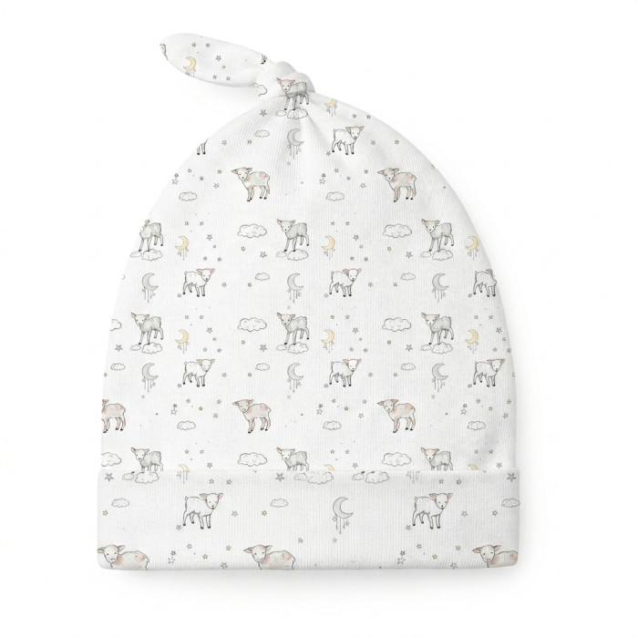 Шапочка з вузликом з бавовни Supima H003 LITTLE LAMB