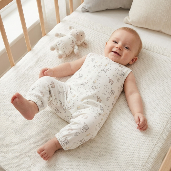 Довгий пісочник із рукавами з бавовни Supima R009 LITTLE LAMB