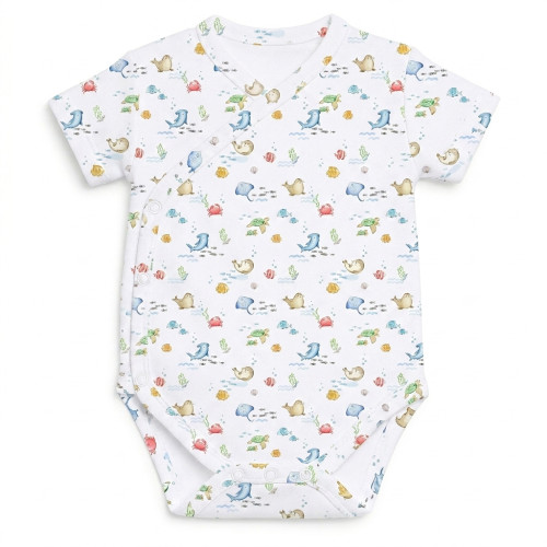 Боді Kimono з кортким рукавом для немовлят BSHL004  MARINE LIFE