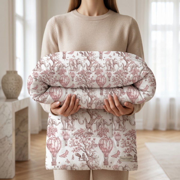 Одеяло дитяче з 100% гіпоалергенним наповнювачем синтепух BLF01  Pink Toile Africa– для дитячого та підліткового ліжечка