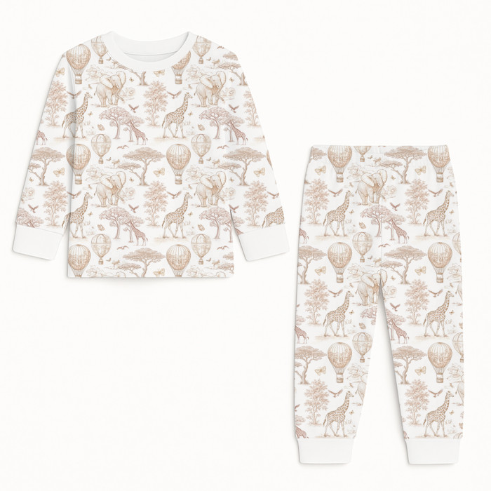 Дитяча піжама з довгим рукавом з 100% pima котона PJ001 Sand Toile Africa