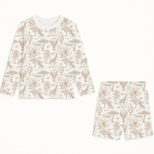 Комплект топ и шорты с принтом из хлопка Supima PJ010 Sand Toile Africa