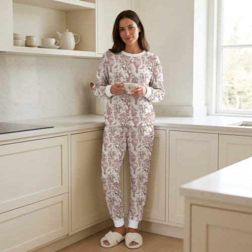 Взрослая пижама с Длинным рукавом из хлопка Supima PW100 PINK TOILE AFRICA