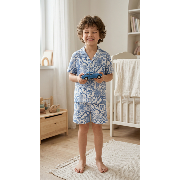 Дитяча піжама з коротким рукавом і шортами PJ023 AMALFI BLUE