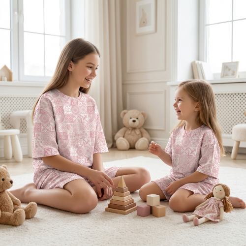 Комфортний комплект із органічного піма котону з коротким рукавом PJ006 AMALFI PINK