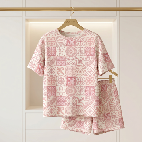 Доросла піжама з коротким рукавом та подовженими шортами  PW105 · AMALFI PINK