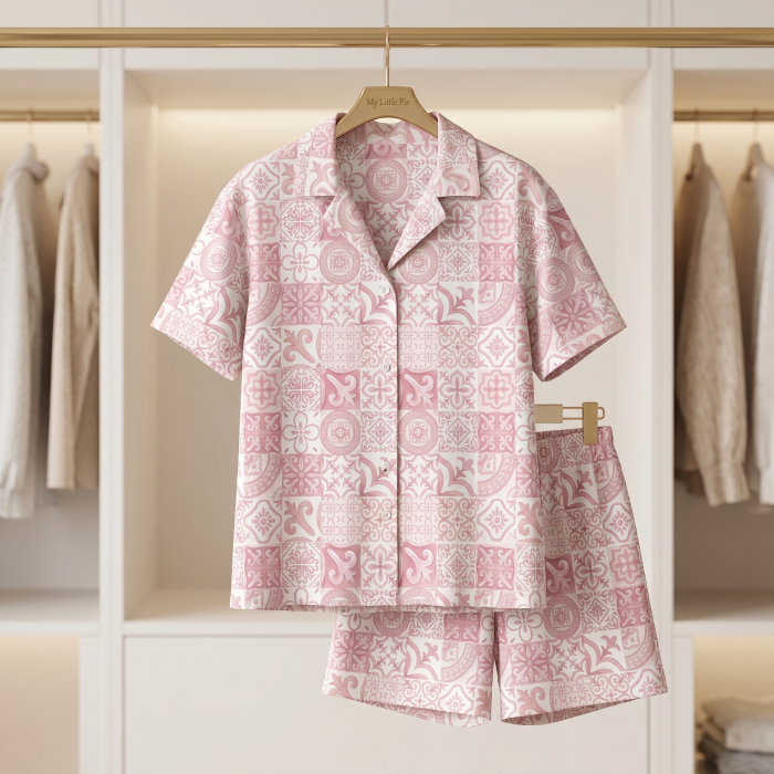 Дитяча піжама з коротким рукавом і шортами PJ023 AMALFI PINK