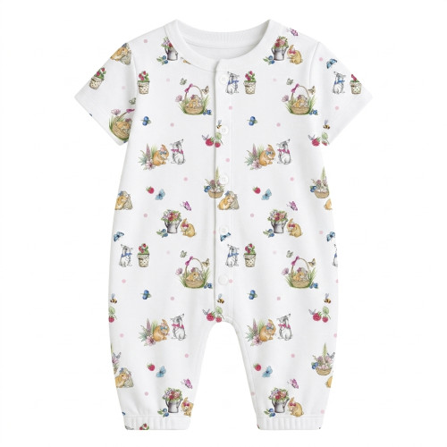 Длинный песочник с рукавами и воротником из хлопка Supima R017 BERRIES