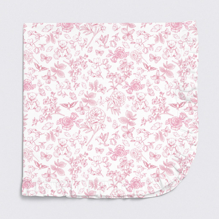 Двошарова дитяча ковдра з рюшей BL002  CHLOE PINK