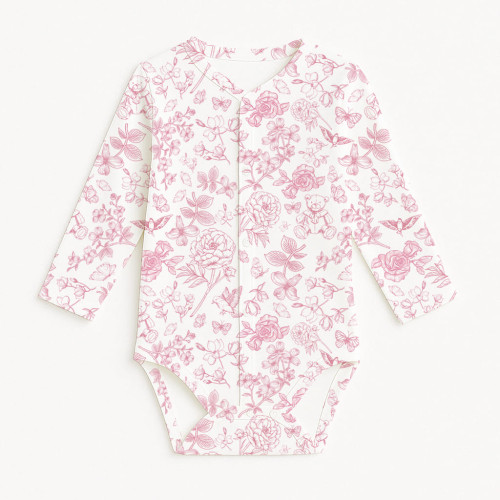 Боди Передняя застежка с длинным рукавом для малышей BLS005  CHLOE PINK