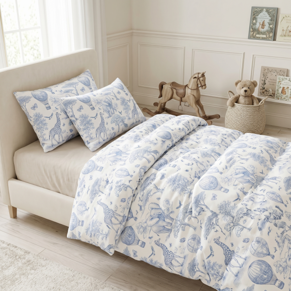 Комплект постільної білизни LIN001  BLUE TOILE AFRICA – для дитячого та підліткового ліжечка