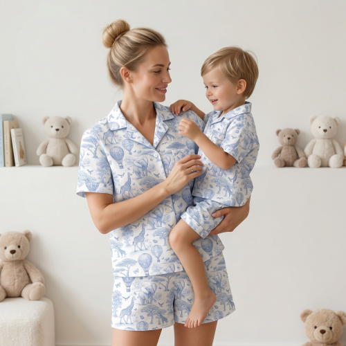 Жіноча класична піжама з англійським коміром та застібкою PW123  BLUE TOILE AFRICA