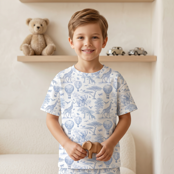 Футболка с коротким рукавом для мальчиков и девочек TSH001 BLUE TOILE AFRICA