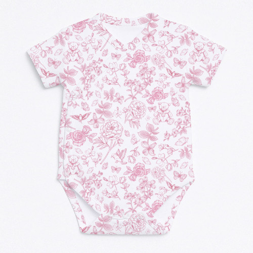 Боді Kimono з кортким рукавом для немовлят BSHL004  CHLOE PINK