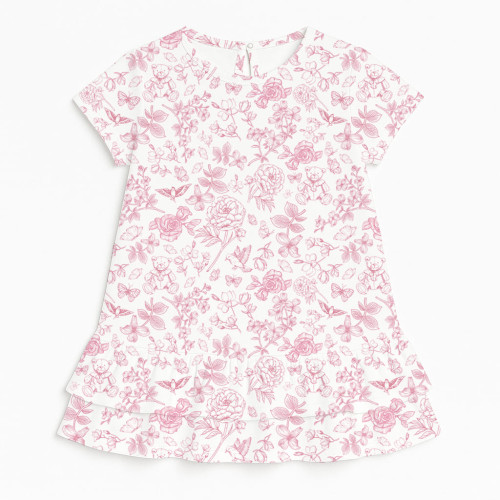 Платье с коротким рукавом и оборкой из хлопка Supima DR002 CHLOE PINK