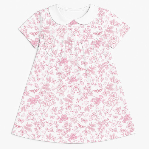 Платье с коротким рукавом и оборкой и воротником  из хлопка Supima DR018CL CHLOE PINK