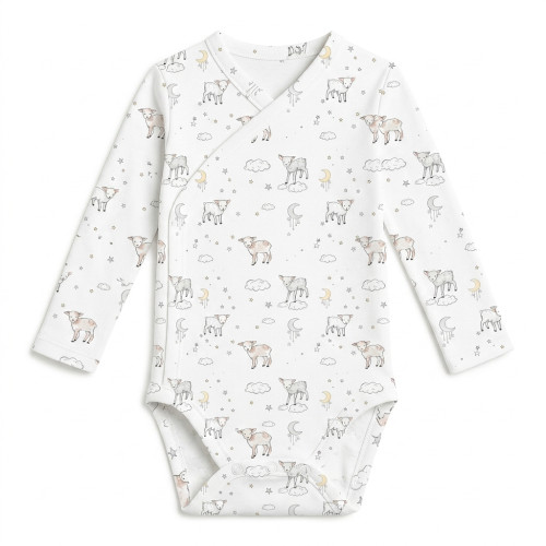 Боді Kimono з довгим рукавом для немовлят BLS004 LITTLE LAMB
