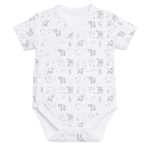 Боді Kimono з кортким рукавом для немовлят BSHL004  LITTLE LAMB