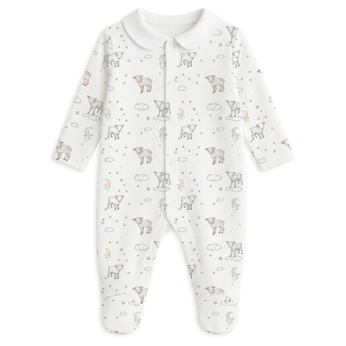 Слип с воротничком из 100% хлопка Pima — модель K063 LITTLE LAMB