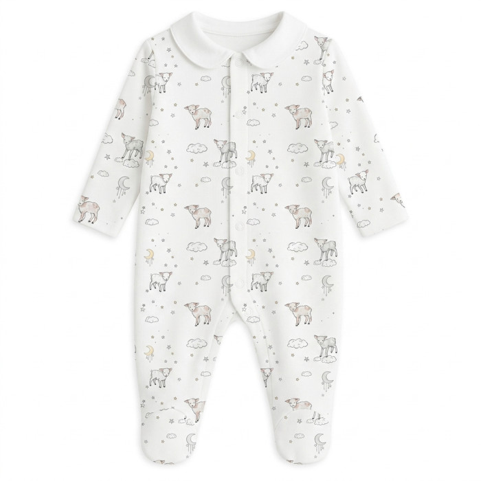 Слип с воротничком из 100% хлопка Pima — модель K063 LITTLE LAMB