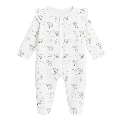 Сліп з рюшами для дівчинки із 100% бавовни Pima K065 LITTLE LAMB