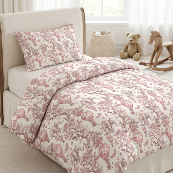Комплект постільної білизни LIIN001 PINK TOILE AFRICA – для дитячого та підліткового ліжечка