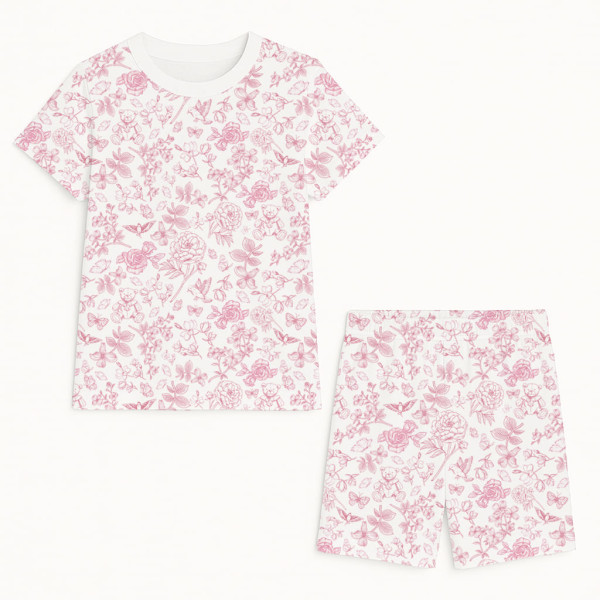 Комфортний комплект із органічного піма котону з коротким рукавом PJ005 CHLOE PINK
