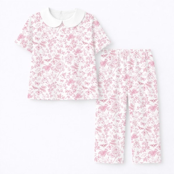 Дитяча піжама з комірцем 100% pima котона PJ021 CHLOE PINK