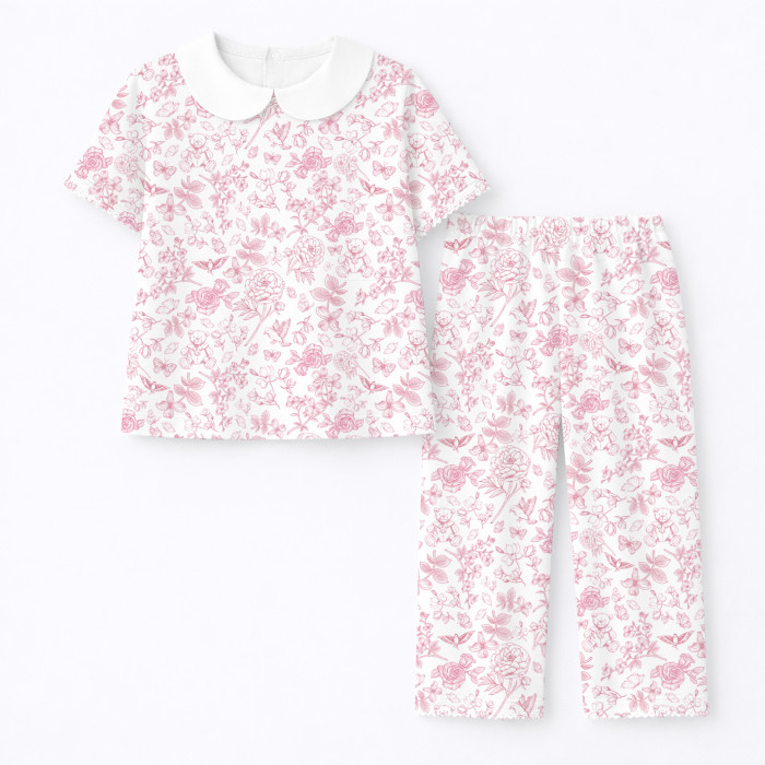 Дитяча піжама з комірцем 100% pima котона PJ020 CHLOE PINK