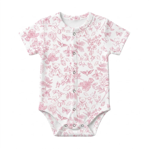 Боді Передня застібка з коротким рукавом для немовлят BSHL009  CHLOE PINK